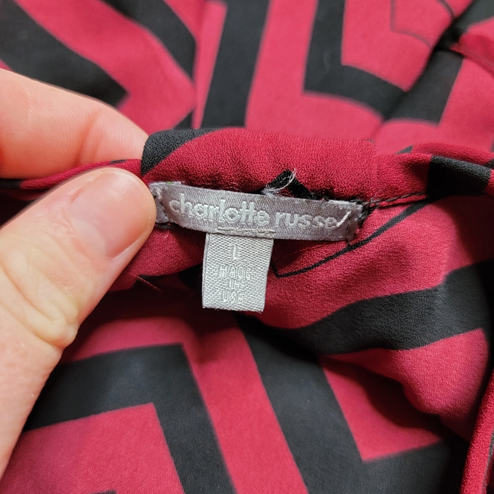 Charlotte Russe Burgundy Chevron Dress Shirt (L) - Picture 3 of 3